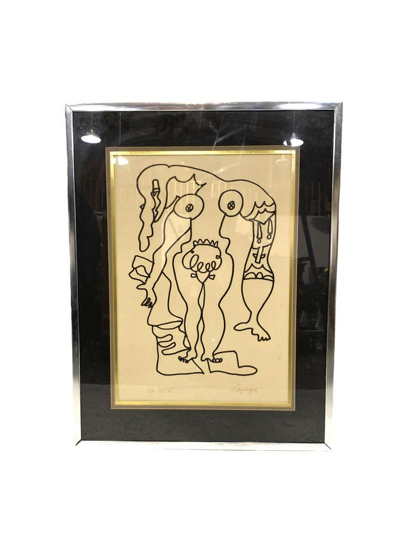 Signed Charles Lapicque (1898-1988) Lithograph on Paper: Signed Charles Lapicque (1898-1988) Lithograph on Paper Depicting a Figural pencil signed lower right and numbered 28/35 EA lower left measures 18" x 13", 4" frame