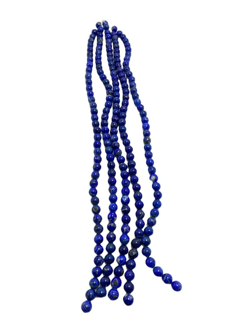 Five Lapis Lazuli Beads: Five lapis lazuli beads measures 16" L