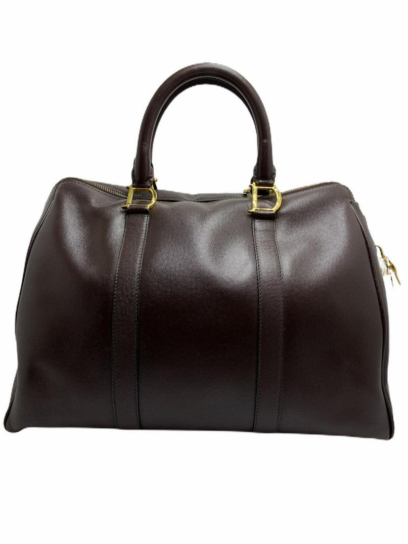 Christian Dior Brown Leather Boston Bag: Christian Dior Brown Leather Boston Bag measures approx 9 1/2" x 8" x 13 1/2" with dust bag