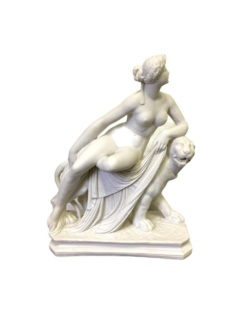 After Johann Heinrich Von Dannecker Minton Parian Ware: After Johann Heinrich Von Dannecker Minton Parian Ware Ariadne on Panter measures 26" x 21" x 8"