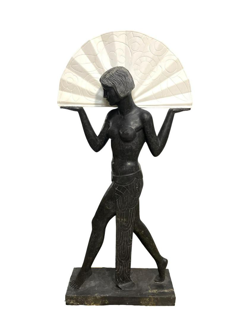 Fabulous Art Deco Style Light Inside Bronze Sculpture: Fabulous Art Deco Style Light Inside Bronze Sculpture measures 72" x 32"