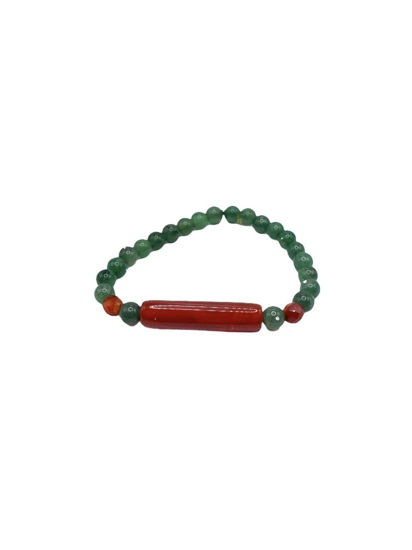 Chinese Jade and Carnelian Beaded Bracelet: Chinese Jade and Carnelian Beaded Bracelet original price $52.00
