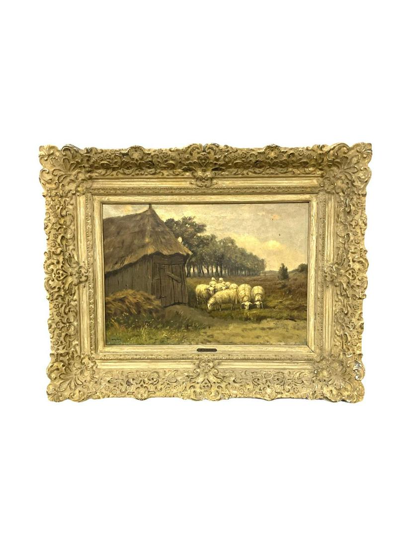 Signed William Alexander Knip (Dutch, 1883-1967) Oil: Signed William Alexander Knip (Dutch, 1883-1967) Oil Painting on Canvas Sheeps signed lower left measures 13" x 19", 5" frame