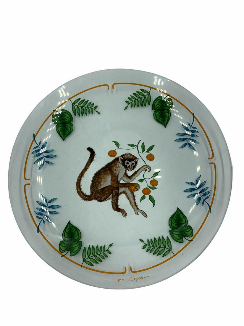 Lot of 11 Lynn Chase Monkey Business Clear Glass Salad: Lot of 11 Lynn Chase Monkey Business Clear Glass Salad Plates measures DIA: 8 3/4"