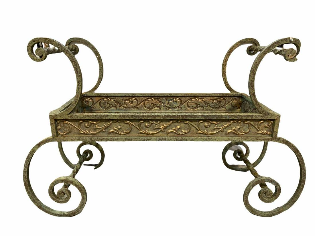 Cast Iron Garden Bench Planter: Cast Iron Garden Bench Planter measures 27" x 40" x 14"