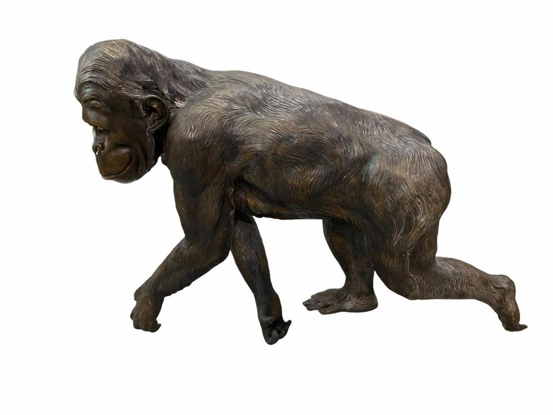 Large Bronze Monkey Statue: Large Bronze Monkey Statue measures 28" x 46"