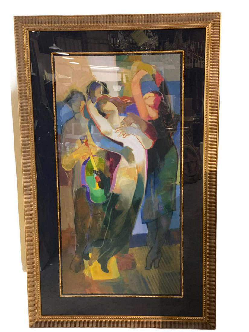 Signed Hessam Abrishami 1951 Serigraph in Color: Signed Hessam Abrishami 1951 Serigraph in Color Delightful Dance signed at lower left and numbered 3/10 artist proof