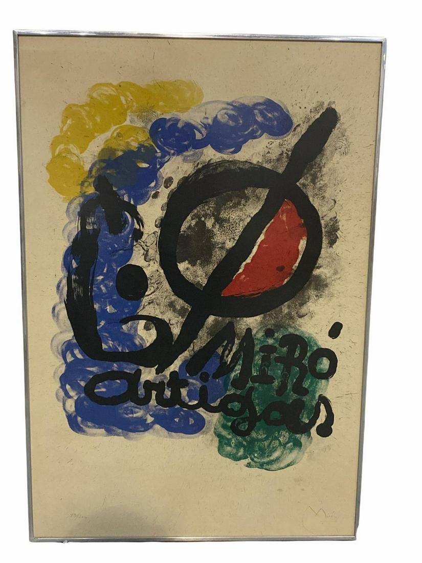 Signed Joan Miro (Spanish, 1893-1983) Lithograph in: Signed Joan Miro (Spanish, 1893-1983) Lithograph in Color on Rives Paper Miro Artigas pencil signed lower right and numbered 82/200 measures H: 33" x W: 22", framed 34" x 23"