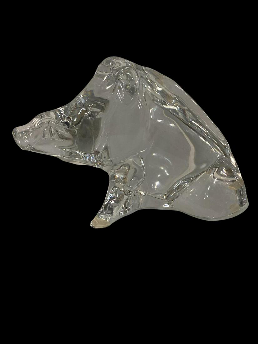 Baccarat France Crystal Boar Figure: Baccarat France Crystal Boar Figure measures H: 4 1/2" x L: 7". Has a small chip on one foot, sold as is