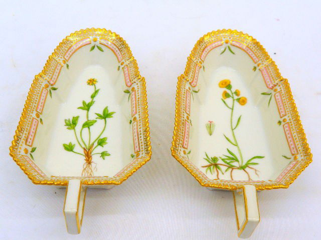 Two Royal Copenhagen Flora Danica Pickle Dishes: Two Royal Copenhagen Flora Danica Pickle Dishes. Purveyor To Her Majesty The Queen Of Denmark Since 1775 These Royal Copenhagen Dished Represent The Highest Of Quality In Hand Painted Porcelain Dinner