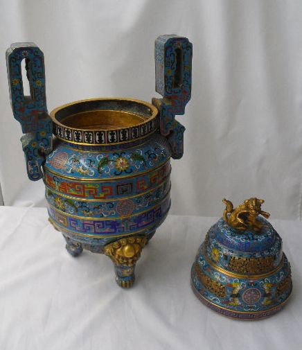 Antique Chinese Cloisonne Incense Burner - 5