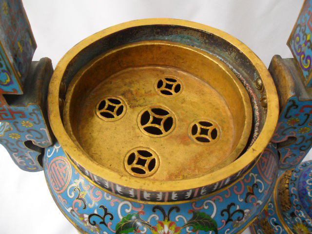 Antique Chinese Cloisonne Incense Burner - 6