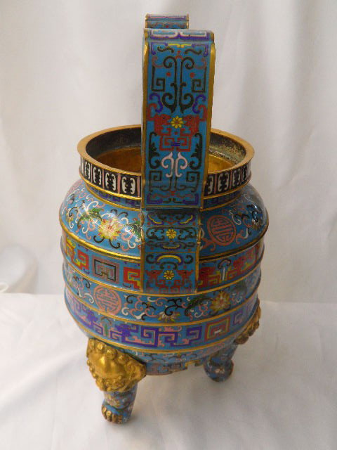 Antique Chinese Cloisonne Incense Burner - 8