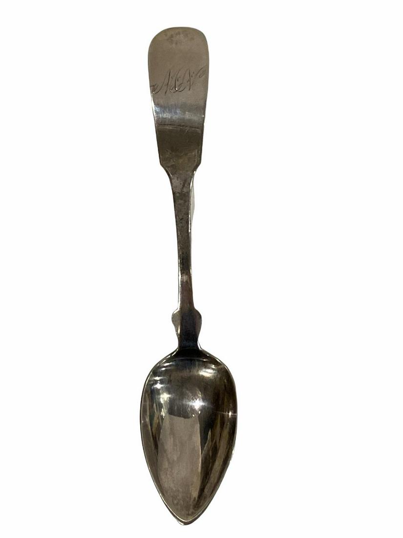 Lot of Six Coin Silver Teaspoons: Lot of Six Coin Silver Teaspoons measures 6", weighs 4 OZT