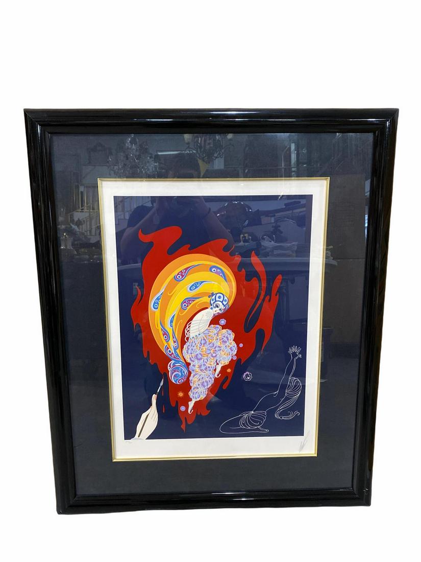 Signed Erte Romain De Tirtoff (Russian/French, 1892-1992) Limited Edition Serigraph in Color: Signed Erte Romain De Tirtoff (Russian/French, 1892-1992) Limited Edition Serigraph in Color Oriental Tale measures 27" x 20", 6" frame and matte. Signed and numbered 195/300