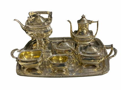 8 Pcs Tiffany & Co Sterling Silver Tea/Coffee Set with Matching Tray Model 22034