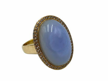 Zorab Creations 18kt RG, 0.30ct Diamond and 22.52ct Chalcedony Ring: Zorab Creations 18kt RG, 0.30ct Diamond and 22.52ct Chalcedony Ring size 11, 11.2dwt/17.5g. Comes with certificate of authenticity