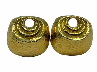 Attributed to David Webb 18kt YG Earrings: Attributed to David Webb 18kt YG Earrings 16.60dwt