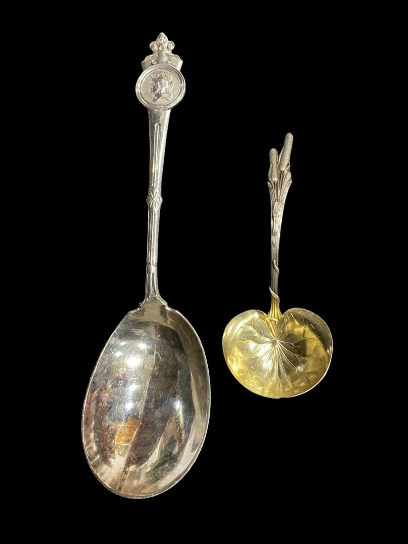 Gorham Sterling Ladle and Medallion Serving Spoon Retailed by A. Rumril & Co: Gorham Sterling Ladle and Medallion Serving Spoon Retailed by A. Rumril & Co measures L: 9 1/4", weighs 2.60 OZT