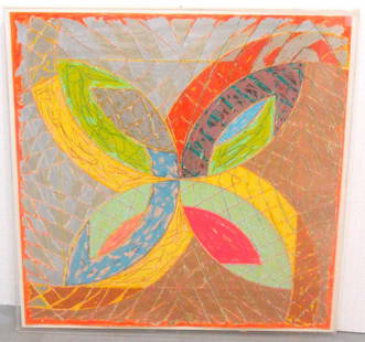 Original Contemporary Frank Stella Lithograph: Original Contemporary Frank Stella Lithograph in bright vivid colors, numbered #11/100, in custom made presentation acrylic frame (as-is). Measures 37" high x 39" wide. Please call for shipping plus r