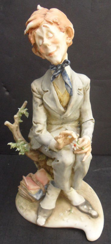 Italian Capodimonte Figure "Primo Amore": Italian Capodimonte hand-painted porcelain figure of "Primo Amore" (First love). Signed and numbered 61/79. Measures 6 5/8" high x 7 1/4" wide x 6 1/4" deep. Shipping within the continental US is $25 