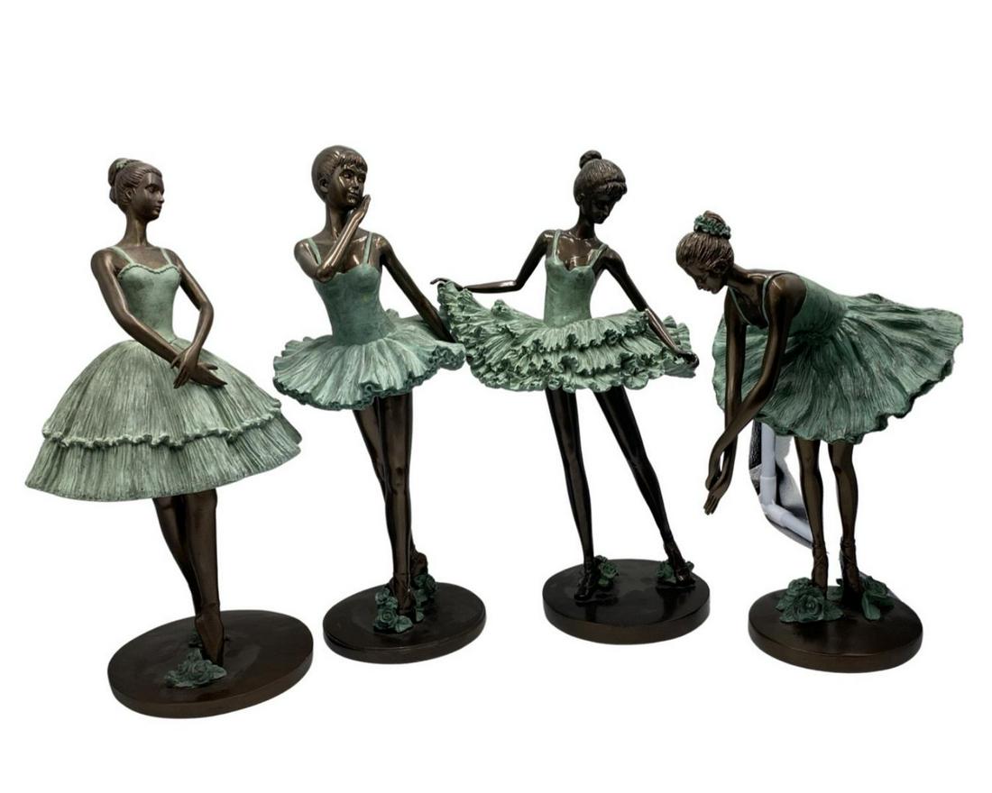 Lot of Four Polychrome Bronze Style Ballerinas: Lot of Four Polychrome Bronze Style Ballerinas measures H: 12 1/2"