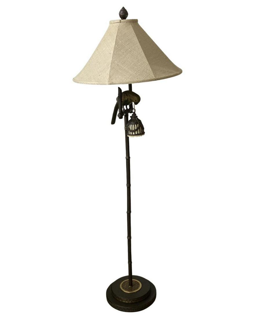 Frederick Cooper Perched Bird Floor Lamp Faux Bamboo Parrot