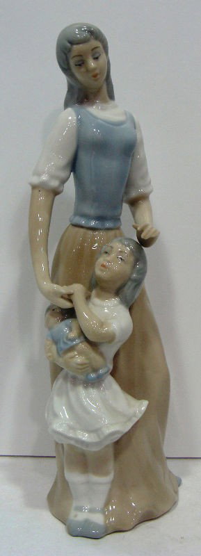 Tengra Porcelain Figural Group: Tengra porcelain figural group. Two figure group of a mother and child. Made in Spain. Measures 12 1/2" high. Shipping within the continental US is $25 plus Required insurance. For international shipp