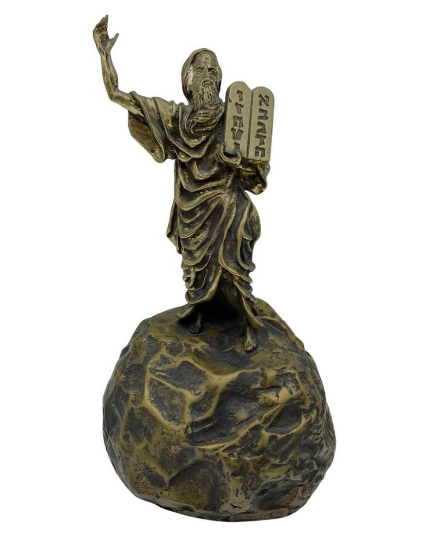 Yaacov Heller (American/Israeli b. 1941) Bronze of Moses Sculpture, Signed on Base: Yaacov Heller (American/Israeli b. 1941) Bronze of Moses Sculpture, Signed on Base measures H: 11"
