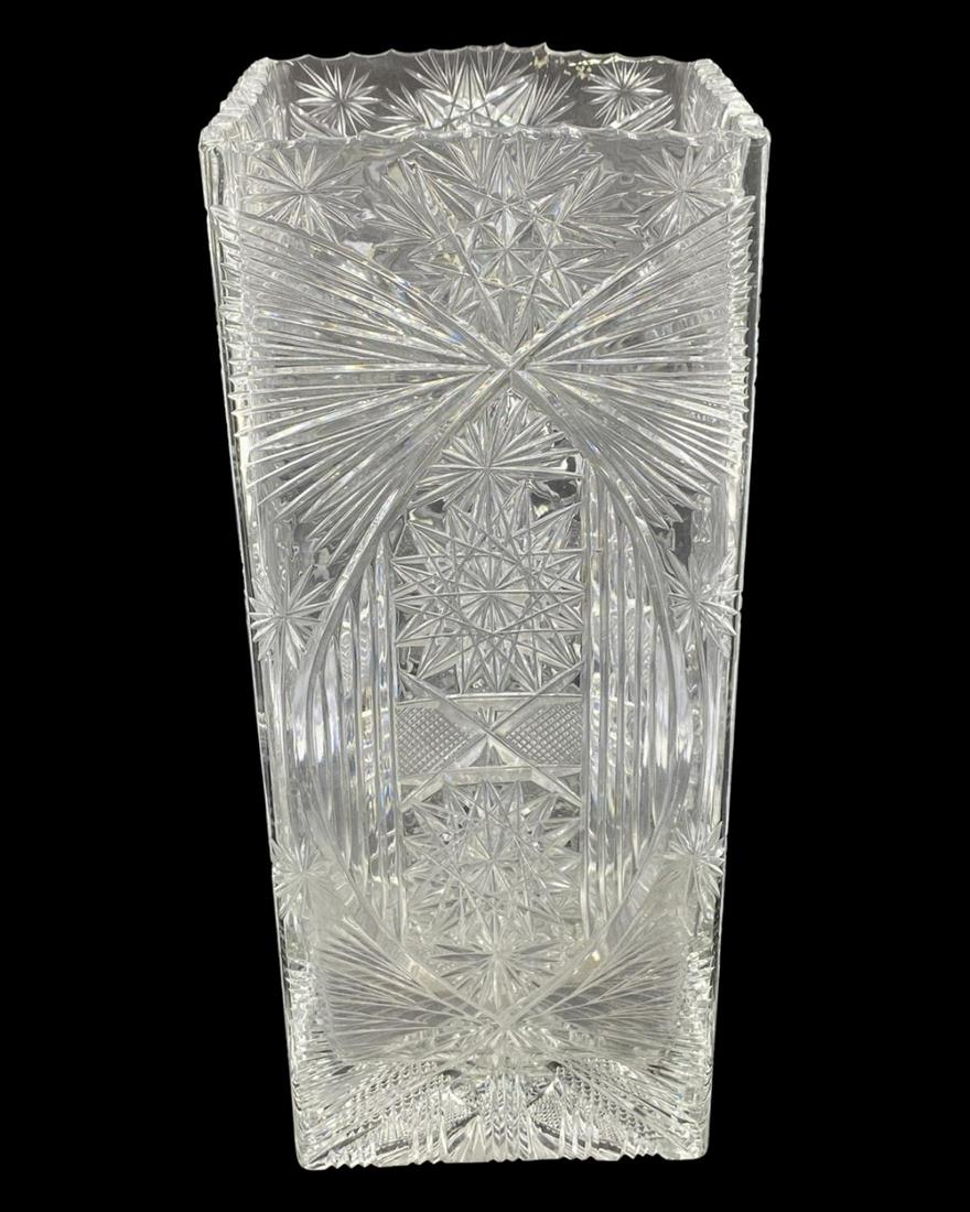 Czech Bohemian Brilliant Cut Crystal Vase: Czech Bohemian Brilliant Cut Crystal Vase measures 14" x 6" x 6"