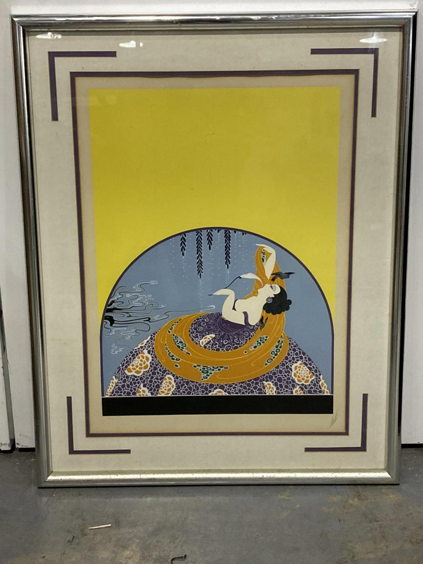 Signed Erte Romain De Tirtoff (French/Russian, 1892-1990) Limited Edition Serigraph in Color After: Signed Erte Romain De Tirtoff (French/Russian, 1892-1990) Limited Edition Serigraph in Color After the Rain. Pencil signed and numbered 90/300. Signed lower right, measures H: 27" x W: 20", 4" frame a