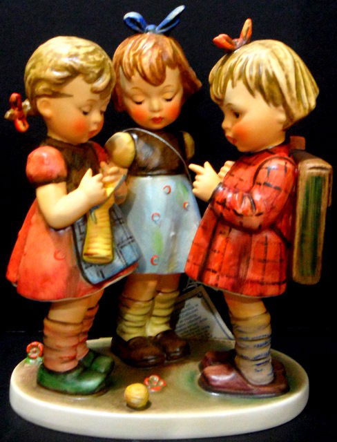 Hummel Goebel School Girls Figurine: Hummel Goebel Schoolgirls figurine. This is a rare piece and is beautifully molded and painted. The bottom contains the Goebel mark as well as the edition number "177/1." 7 1/2"H. Shipping within the