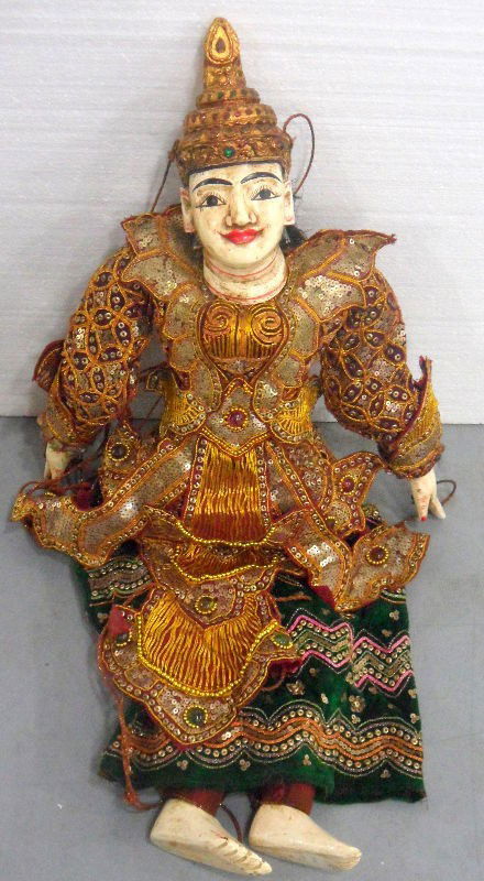 Antique Japanese Opera Puppet Doll: Rare, antique Japanese samurai warrior opera puppet doll. Beautiful fine detail especially to the silk brocade costume. Measures 28 1/2" high x 18" wide. Please call for shipping plus required insuran