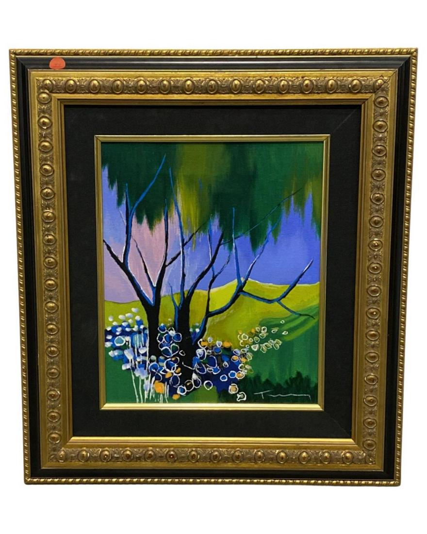 Signed Itzchak Tarkay (Israeli/American, 1935-2012) Serigraph in Color on Canvas After The Rain: Signed Itzchak Tarkay (Israeli/American, 1935-2012) Serigraph in Color on Canvas After The Rain. Signed in pigment and numbered on verso edition of 150. Signed lower right, measures 13" x 10 1/2", 4" 