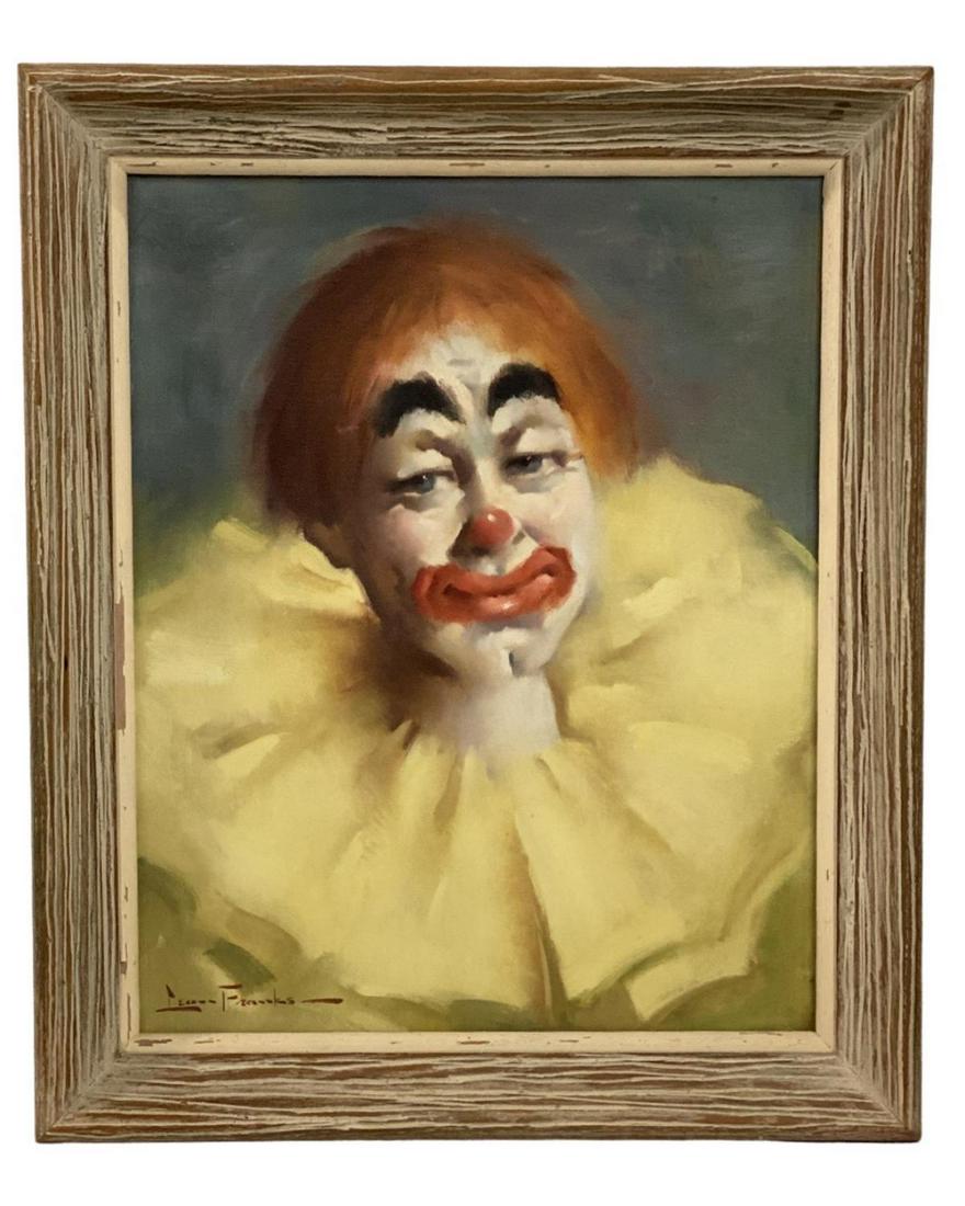 Leon Franks (American, 1914-1970) Original Oil Painting on Canvas Clown (1 of 3)