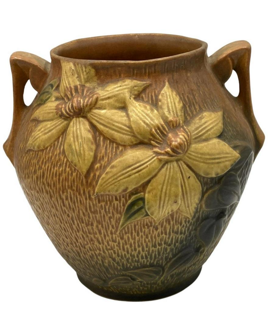 Roseville Art Pottery Clematis Two Handle Vase (1 of 2)