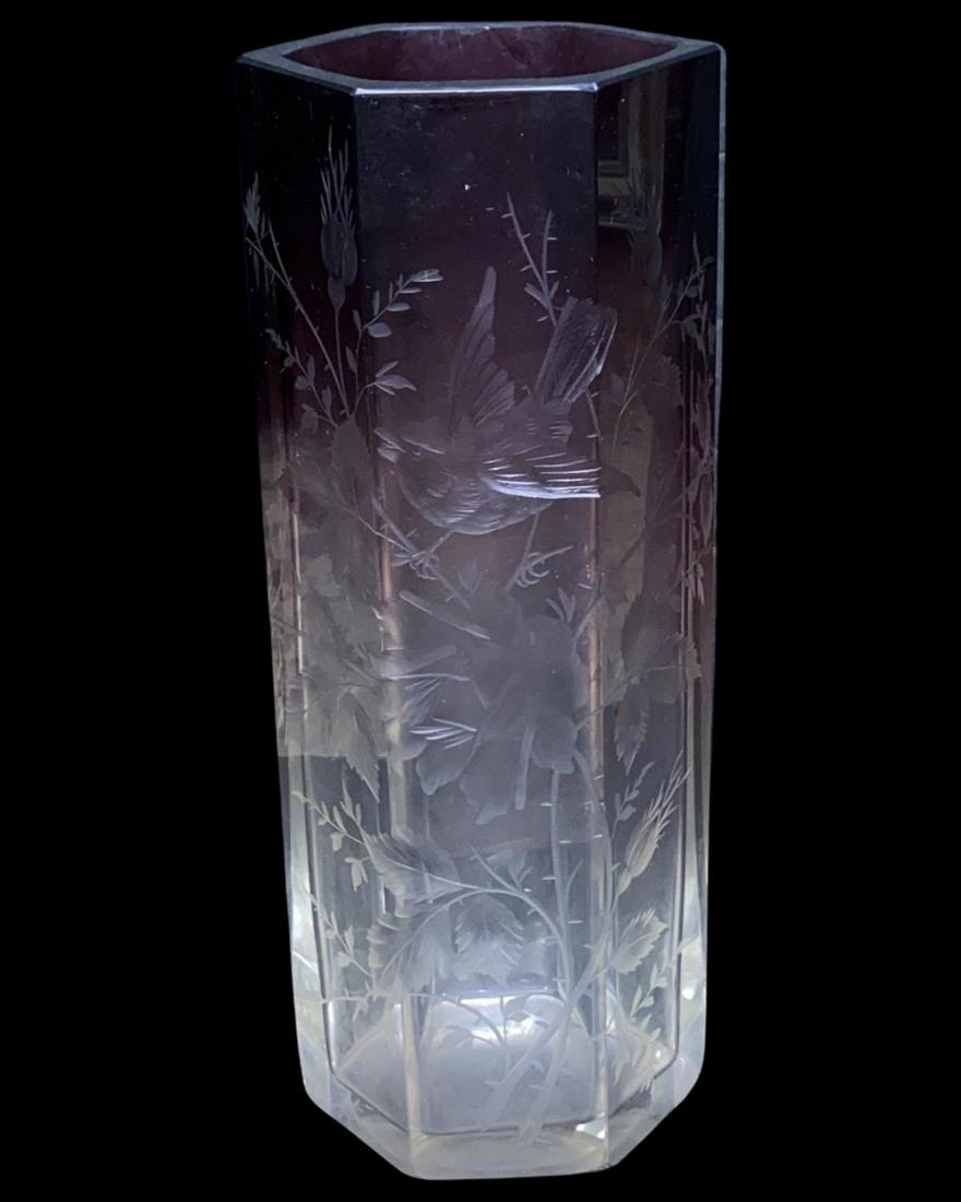Moser Amethyst Cut Crystal Vase (1 of 1)
