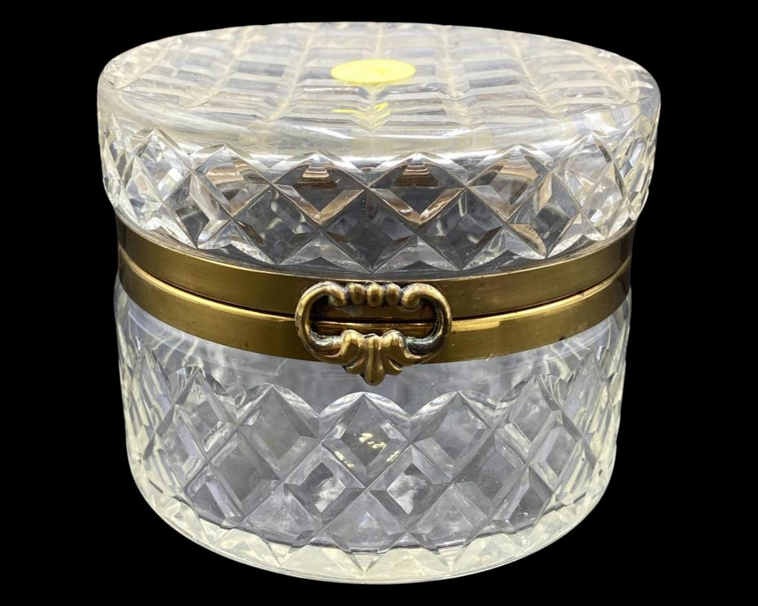 Baccarat Style Cut Crystal & Brass Hinged Box (1 of 1)