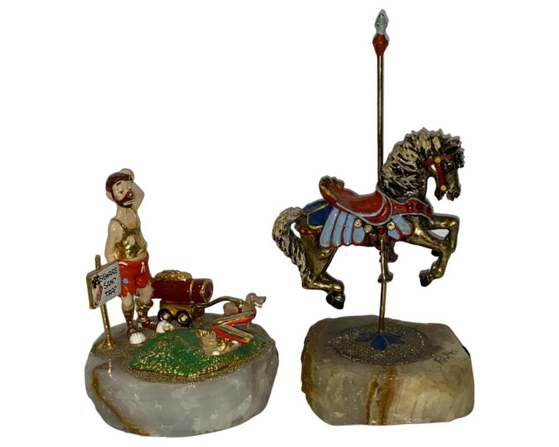 Signed Pair of Ron Lee Limited Edition Clown and Carousel Horse Figurines (1 of 1)