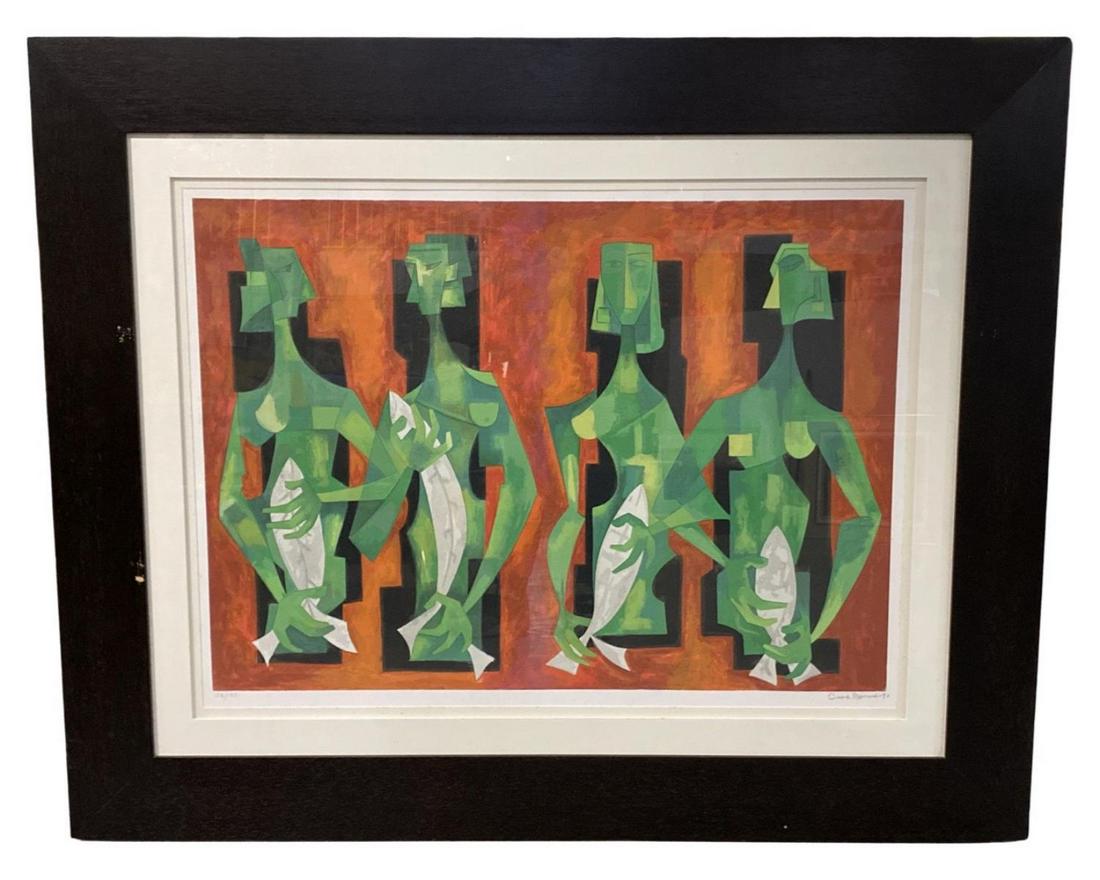 Signed Cundo Bermudez (Cuban, 1914) Women with Fish Silkscreen (1 of 4)