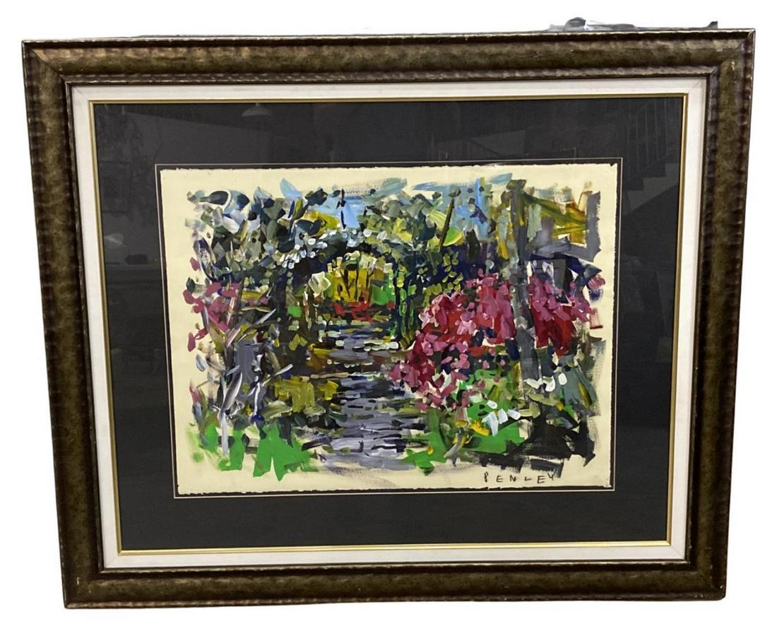 Signed Steve Penley (American b. 1964) Abstract Acrylic Painting on Paper (1 of 3)