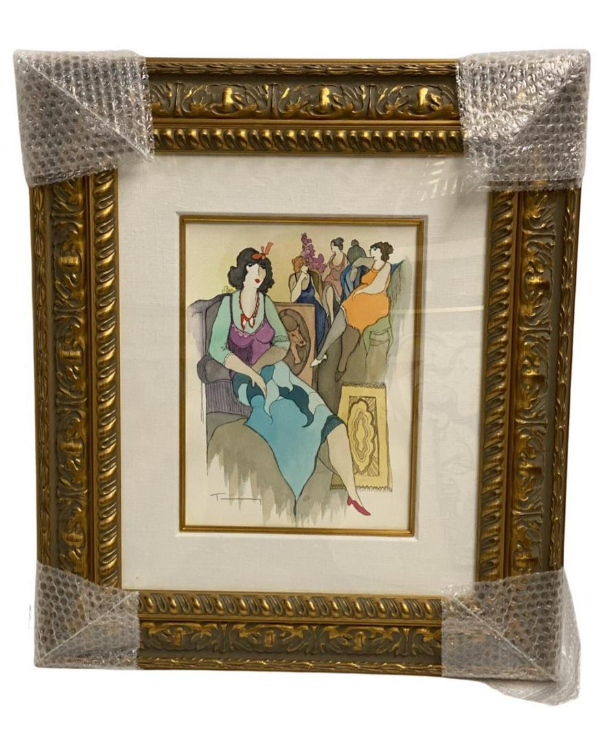 Signed Itzchak Tarkay (Israeli, 1935-2012) Mixed Media on Paper Another Time (1 of 3)