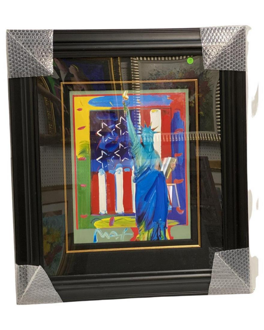 Signed Peter Max (American b. 1937) Mixed Media Patriotic Series Full Liberty Acrylic (1 of 2)