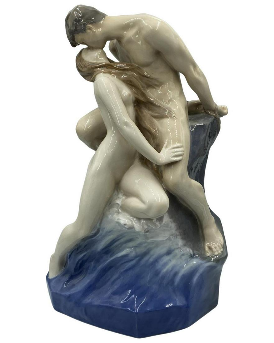 Royal Copenhagen Wave & Rock Porcelain Figurines Group by Theodore Lundberg Depicting a Allegorical (1 of 3)