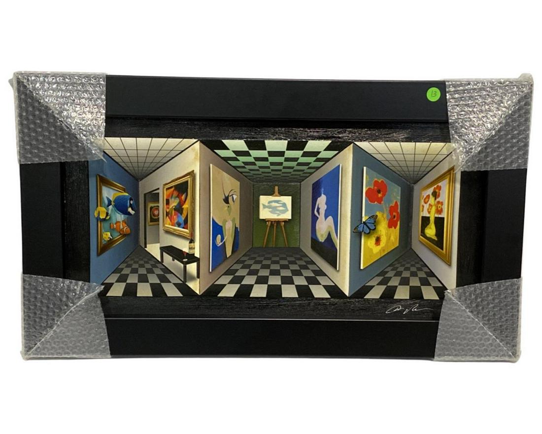 Signed Dominic Pangburn Mixed Media on Canvs on Board Big Fish Art in Motion Series (1 of 2)