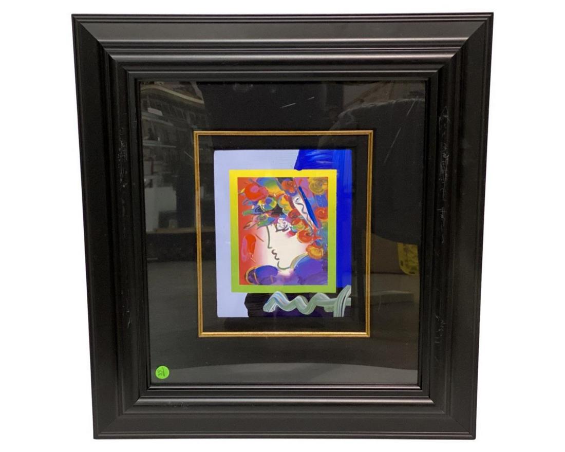 Signed Peter Max (American b. 1937) Mixed Media on Paper Blushing Beauty (1 of 2)