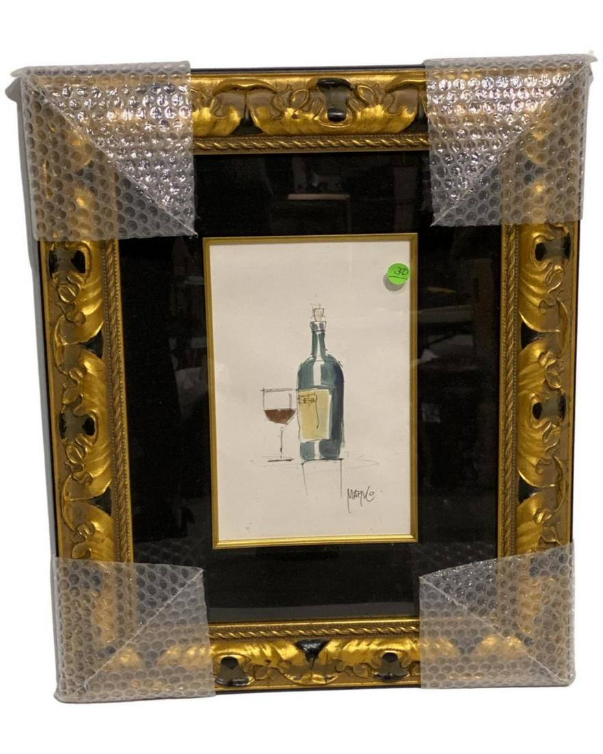 Signed Marko Mavrovich Mixed Media Drawing in Color The Good Stuff: Signed Marko Mavrovich Mixed Media Drawing in Color The Good Stuff. Signed lower right, measures 10" x 7", 5 1/2" frame & matte