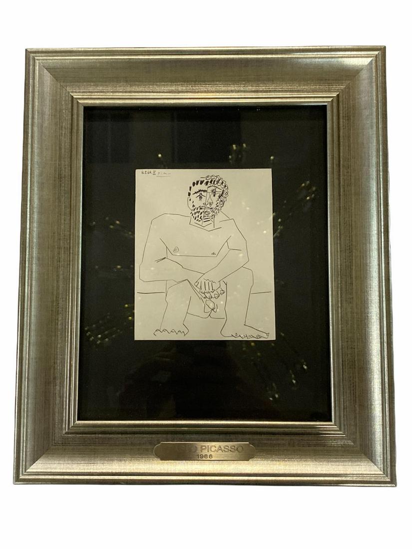 Pablo Picasso (Spanish, 1881-1973 Offset Lithograph Depicting a Sitting Man Figure Editions Cercle (1 of 2)