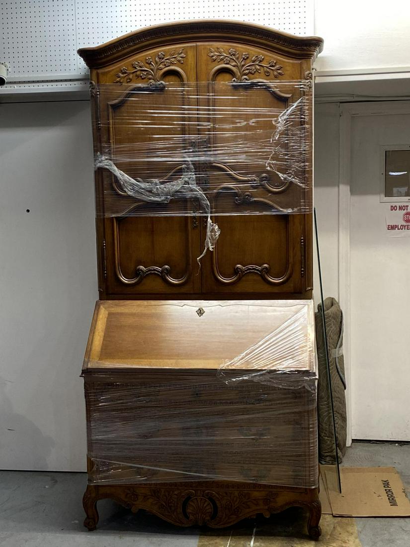 Country French Hand Carved Oak Secretary Desk (1 of 2)