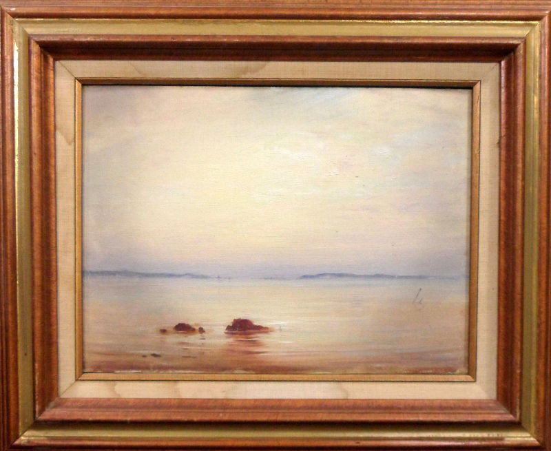 Eliot Clark Painting: Twilight Harbor Scene: Eliot Clark painting: Twilight Harbor Scene. Oil on Canvas. Stunning scene of early morning light reflected off of water. Signed Eliot Clark. Back of the canvas is inscribed. Measures 11" X 15 1/2", f